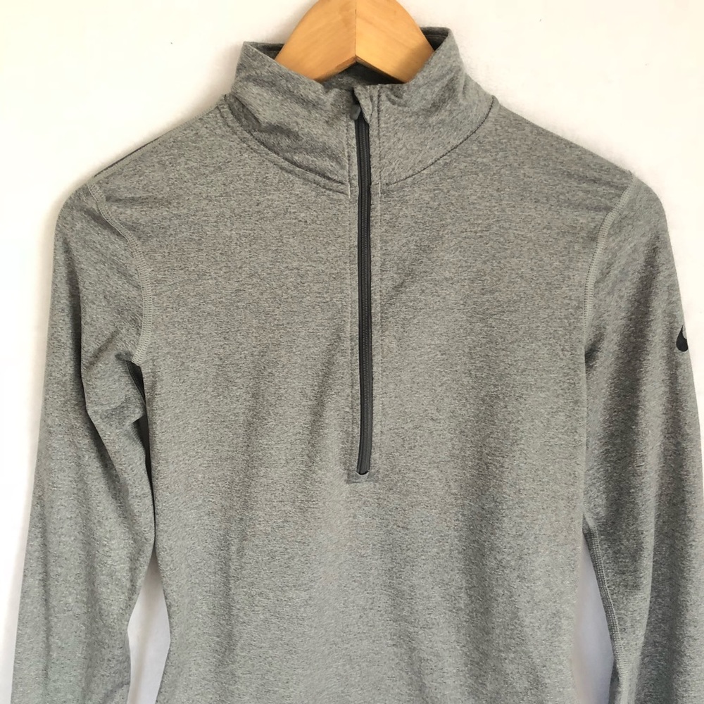Nike Dry Fit Long Sleeves Shirt Half Zipper Gray S - Picture 3 of 7